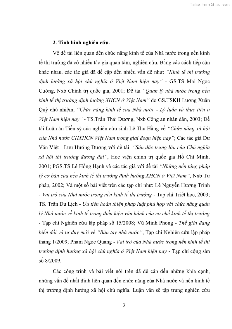 Luận văn thạc sĩ luật học Chức năng kinh tế của nhà nước trong nền kinh tế thị trường ở Việt Nam hiện nay - 1 Trang 6