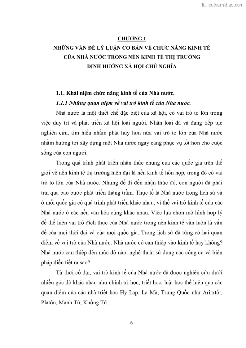 Luận văn thạc sĩ luật học Chức năng kinh tế của nhà nước trong nền kinh tế thị trường ở Việt Nam hiện nay - 1 Trang 9