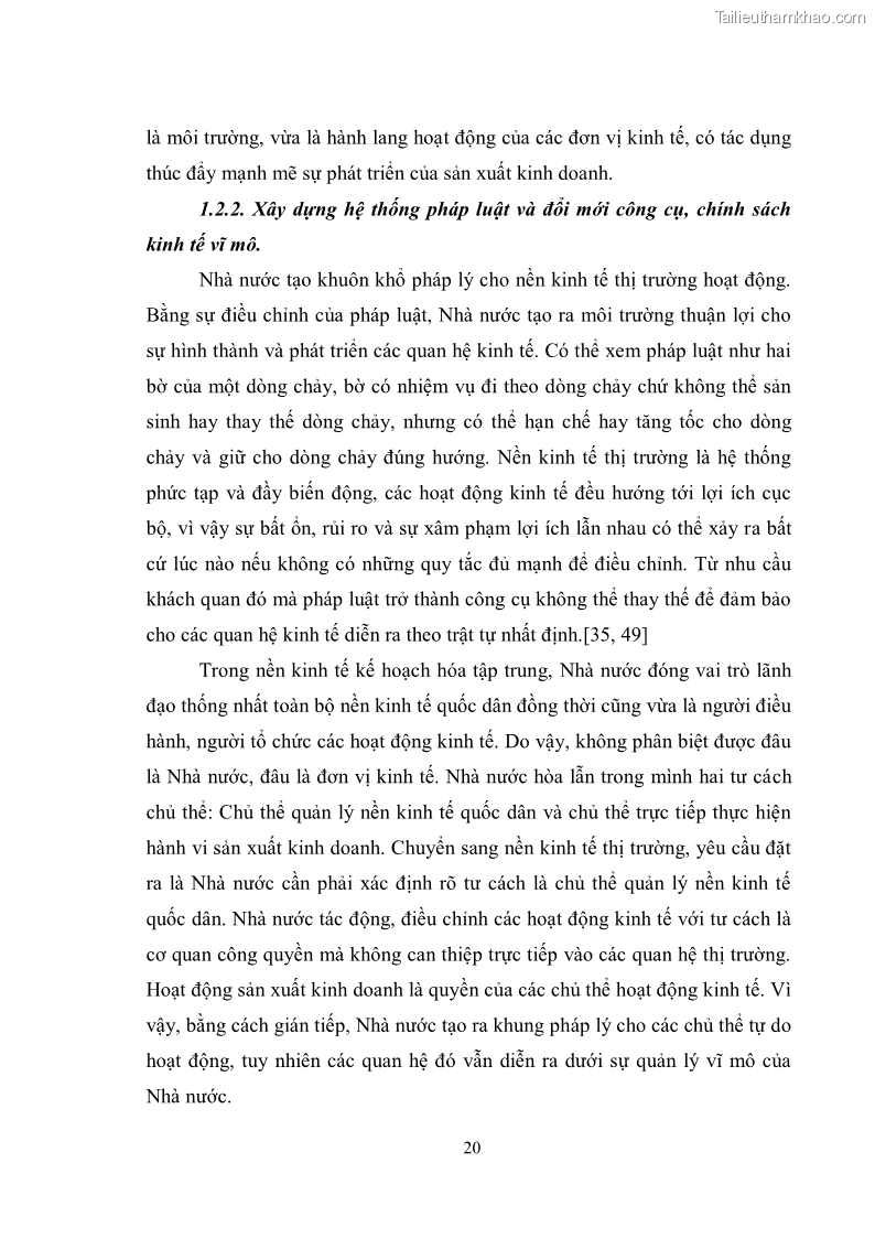 Luận văn thạc sĩ luật học Chức năng kinh tế của nhà nước trong nền kinh tế thị trường ở Việt Nam hiện nay - 2 Trang 23