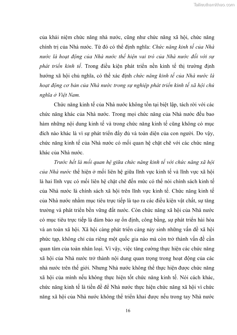 Luận văn thạc sĩ luật học Chức năng kinh tế của nhà nước trong nền kinh tế thị trường ở Việt Nam hiện nay - 2 Trang 19