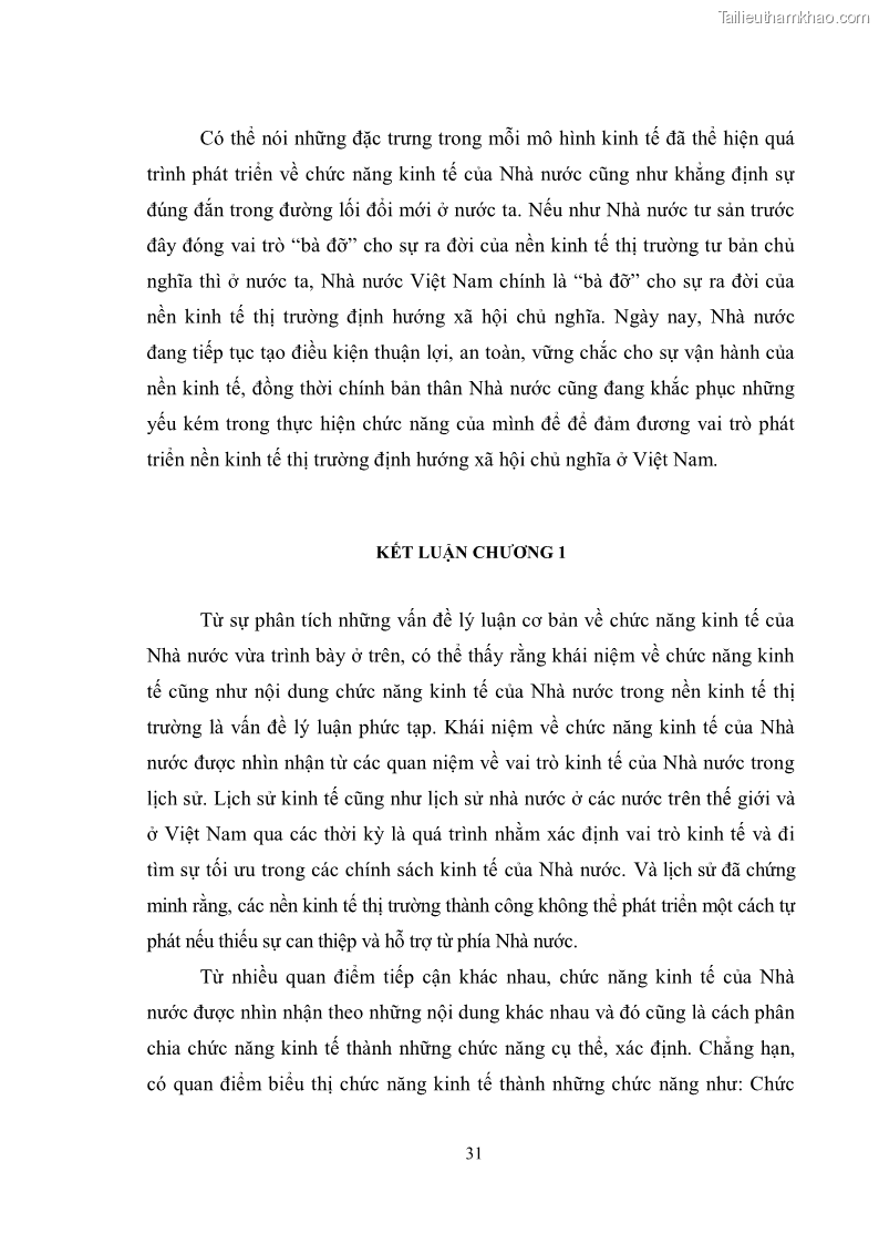 Luận văn thạc sĩ luật học Chức năng kinh tế của nhà nước trong nền kinh tế thị trường ở Việt Nam hiện nay - 3 Trang 34
