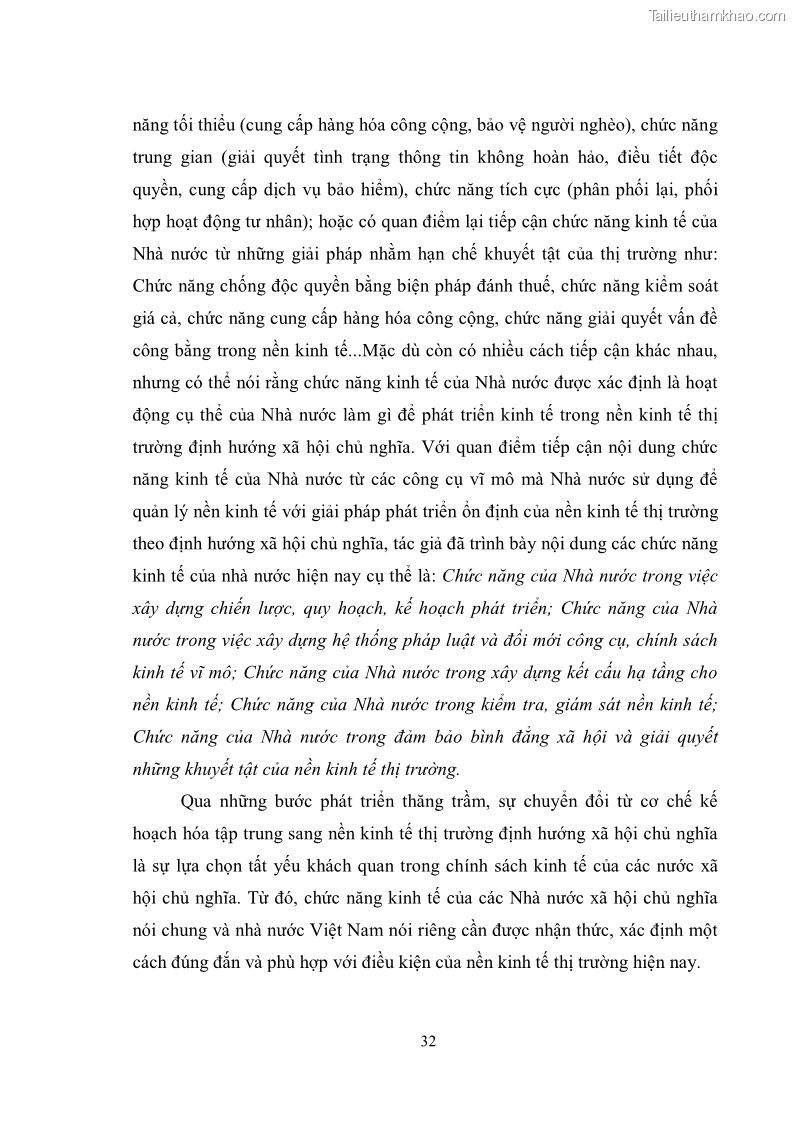 Luận văn thạc sĩ luật học Chức năng kinh tế của nhà nước trong nền kinh tế thị trường ở Việt Nam hiện nay - 3 Trang 35