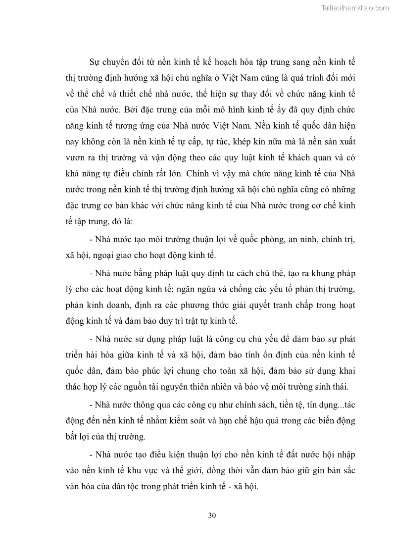 Luận văn thạc sĩ luật học Chức năng kinh tế của nhà nước trong nền kinh tế thị trường ở Việt Nam hiện nay - 3 Trang 33
