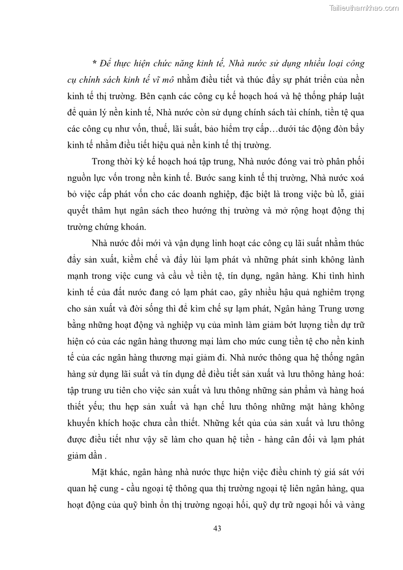 Luận văn thạc sĩ luật học Chức năng kinh tế của nhà nước trong nền kinh tế thị trường ở Việt Nam hiện nay - 4 Trang 46