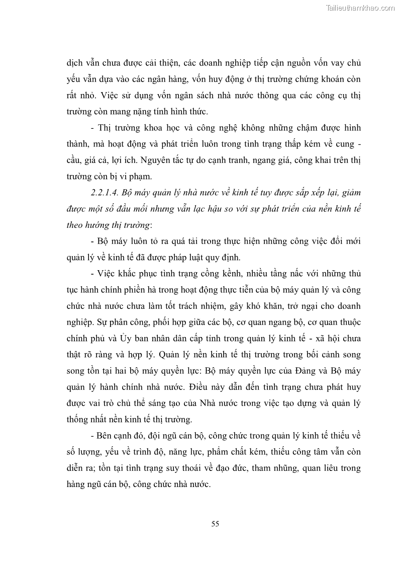 Luận văn thạc sĩ luật học Chức năng kinh tế của nhà nước trong nền kinh tế thị trường ở Việt Nam hiện nay - 5 Trang 58