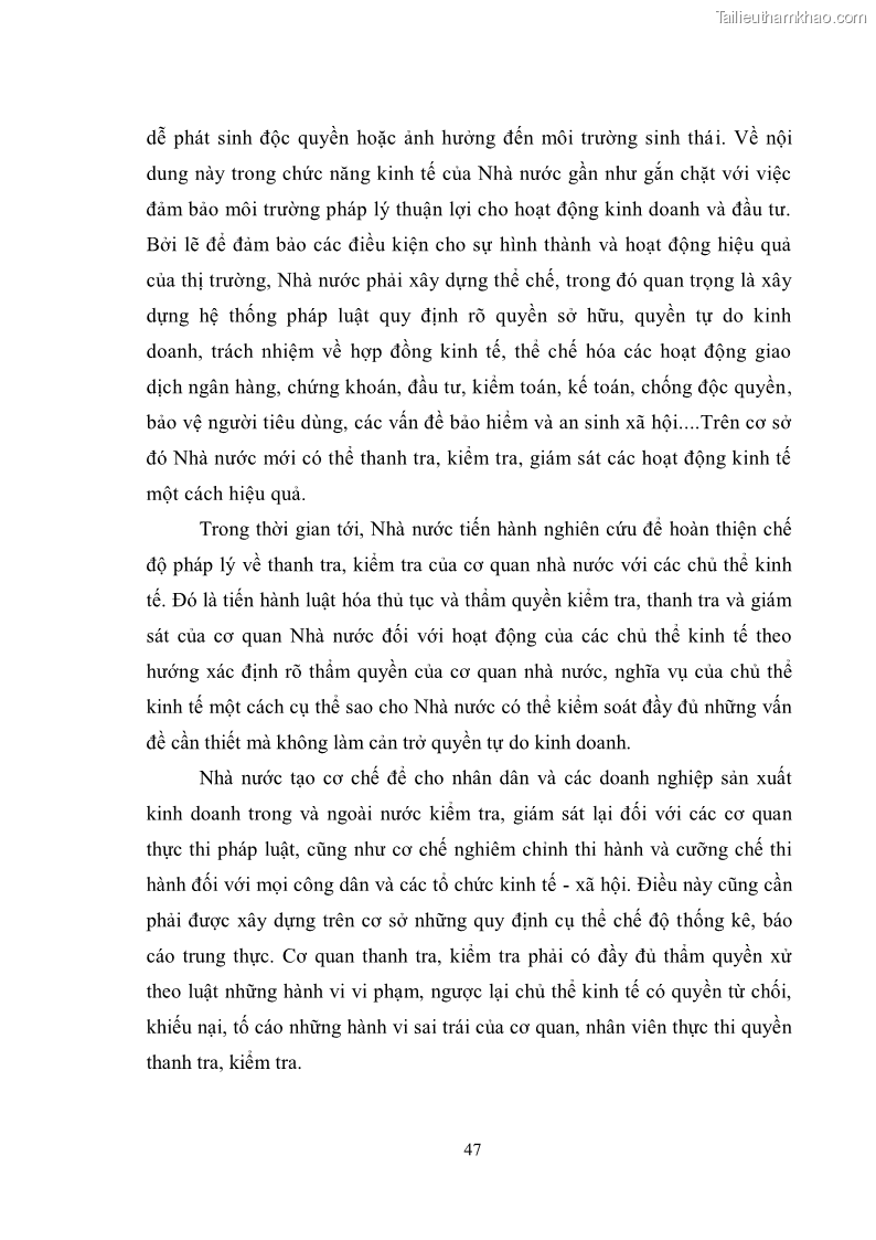 Luận văn thạc sĩ luật học Chức năng kinh tế của nhà nước trong nền kinh tế thị trường ở Việt Nam hiện nay - 5 Trang 50