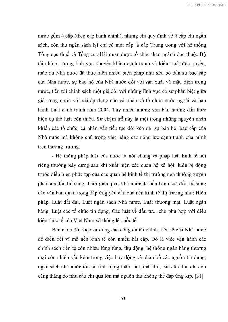 Luận văn thạc sĩ luật học Chức năng kinh tế của nhà nước trong nền kinh tế thị trường ở Việt Nam hiện nay - 5 Trang 56