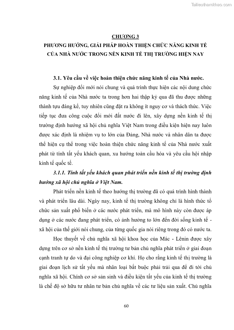 Luận văn thạc sĩ luật học Chức năng kinh tế của nhà nước trong nền kinh tế thị trường ở Việt Nam hiện nay - 6 Trang 63