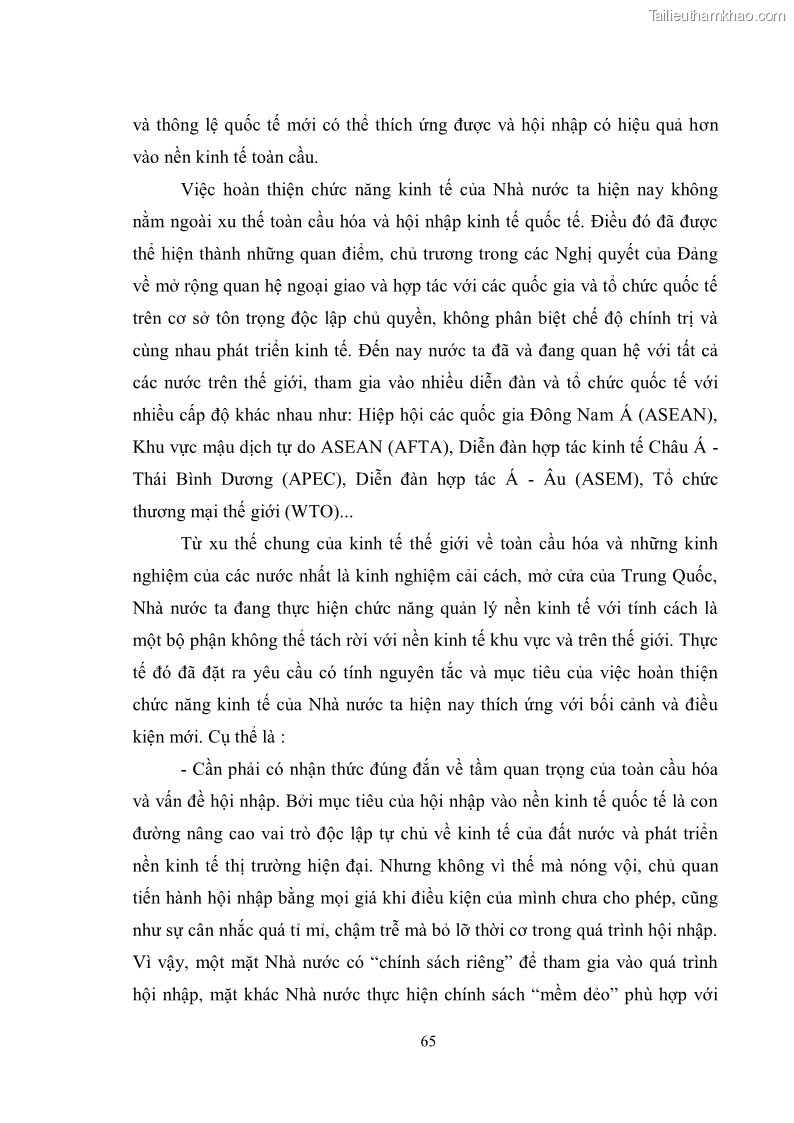 Luận văn thạc sĩ luật học Chức năng kinh tế của nhà nước trong nền kinh tế thị trường ở Việt Nam hiện nay - 6 Trang 68