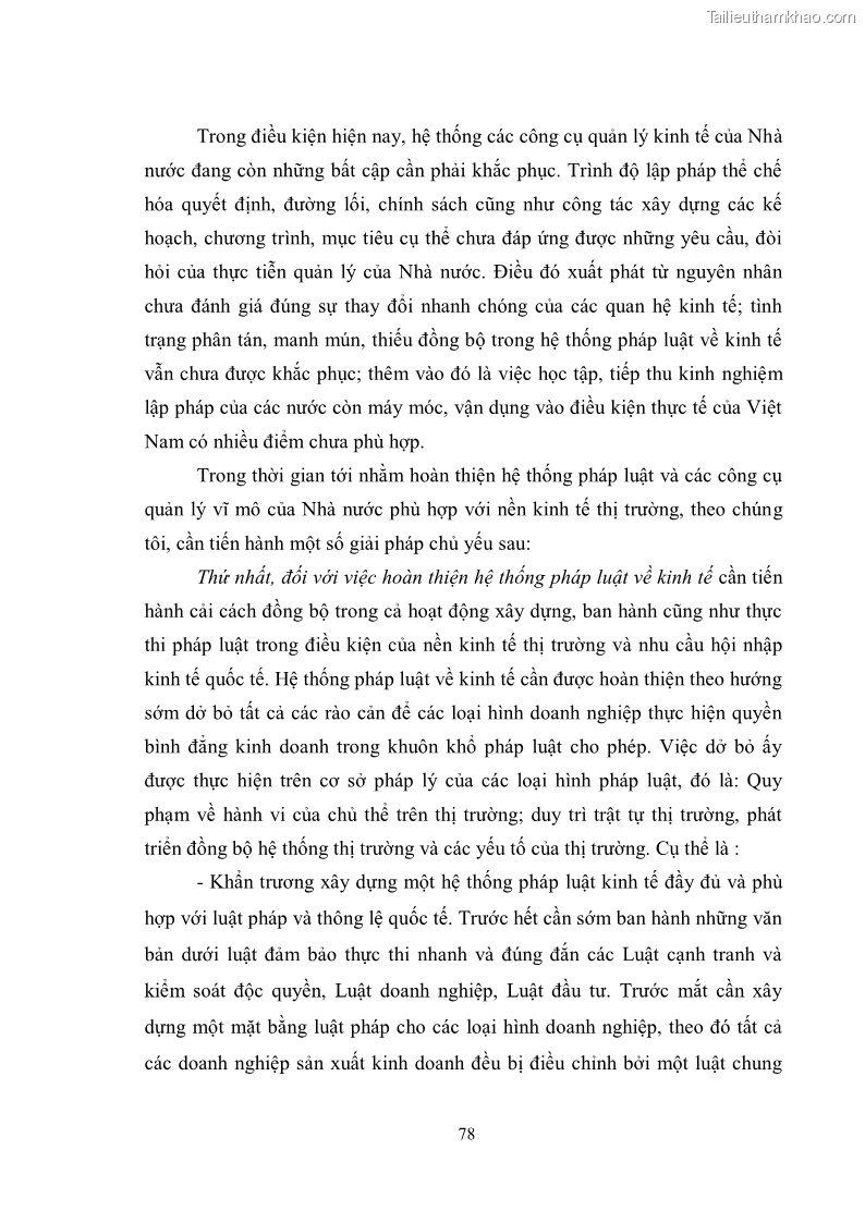 Luận văn thạc sĩ luật học Chức năng kinh tế của nhà nước trong nền kinh tế thị trường ở Việt Nam hiện nay - 7 Trang 81