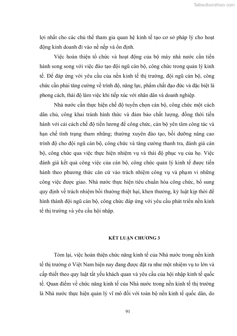 Luận văn thạc sĩ luật học Chức năng kinh tế của nhà nước trong nền kinh tế thị trường ở Việt Nam hiện nay - 8 Trang 94