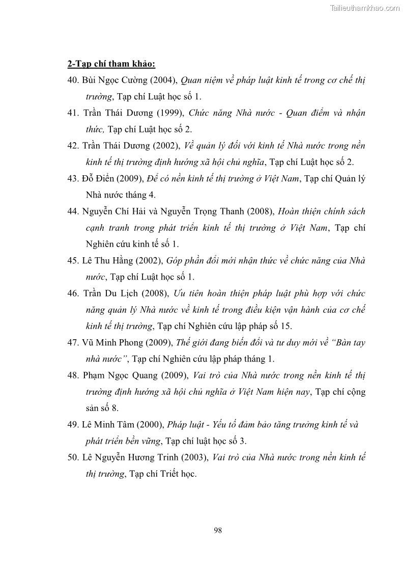 Luận văn thạc sĩ luật học Chức năng kinh tế của nhà nước trong nền kinh tế thị trường ở Việt Nam hiện nay - 9 Trang 101