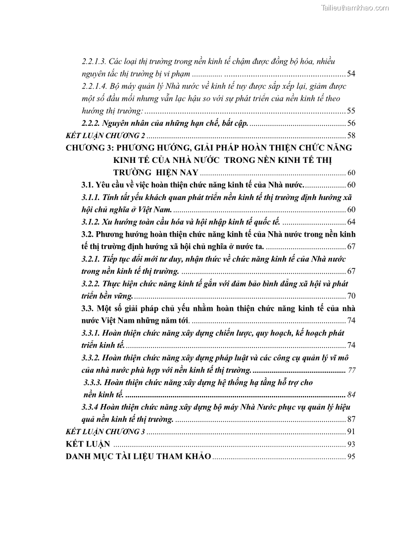 Luận văn thạc sĩ luật học Chức năng kinh tế của nhà nước trong nền kinh tế thị trường ở Việt Nam hiện nay - 9 Trang 103