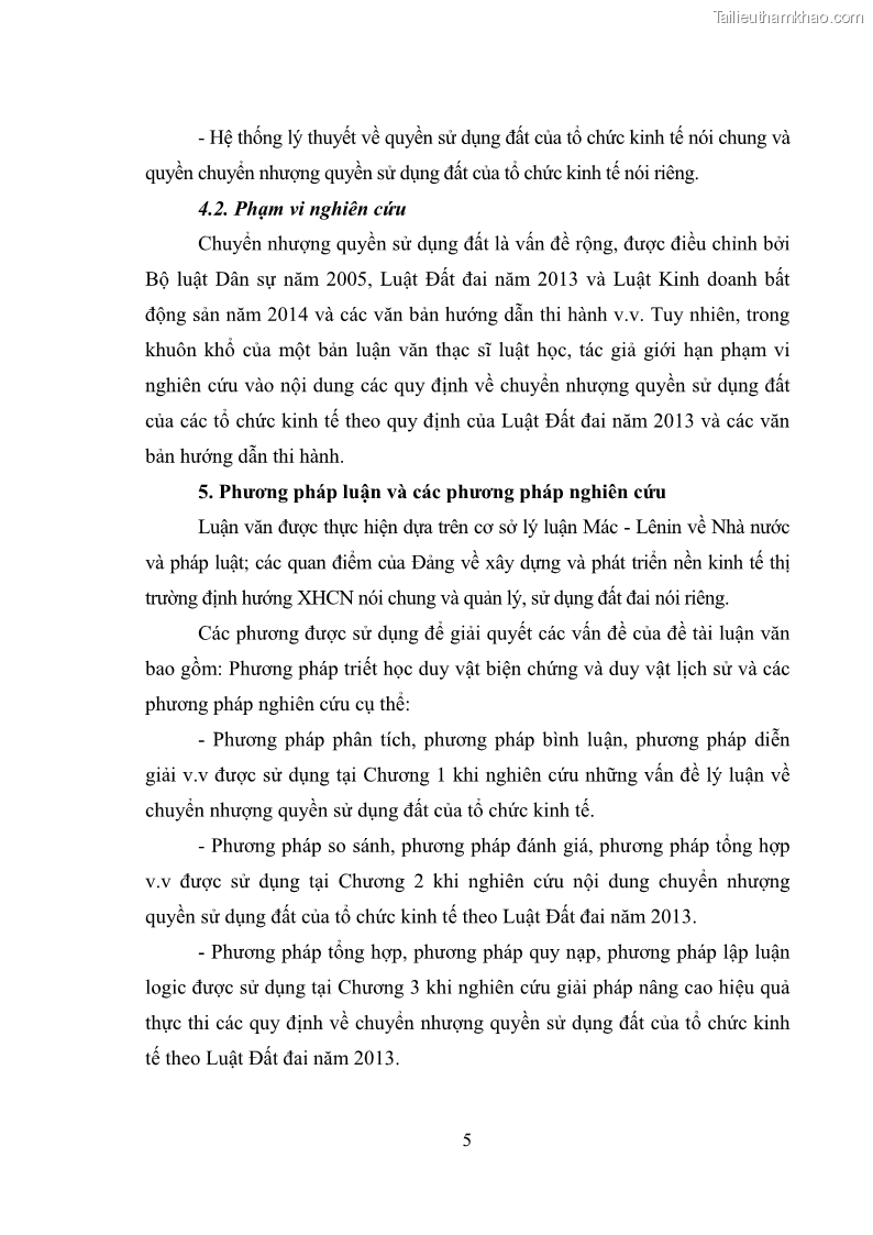 Luận văn thạc sĩ luật học Chuyển nhượng quyền sử dụng đất của tổ chức kinh tế theo quy định của Luật Đất đai 2013 - 2 Trang 13