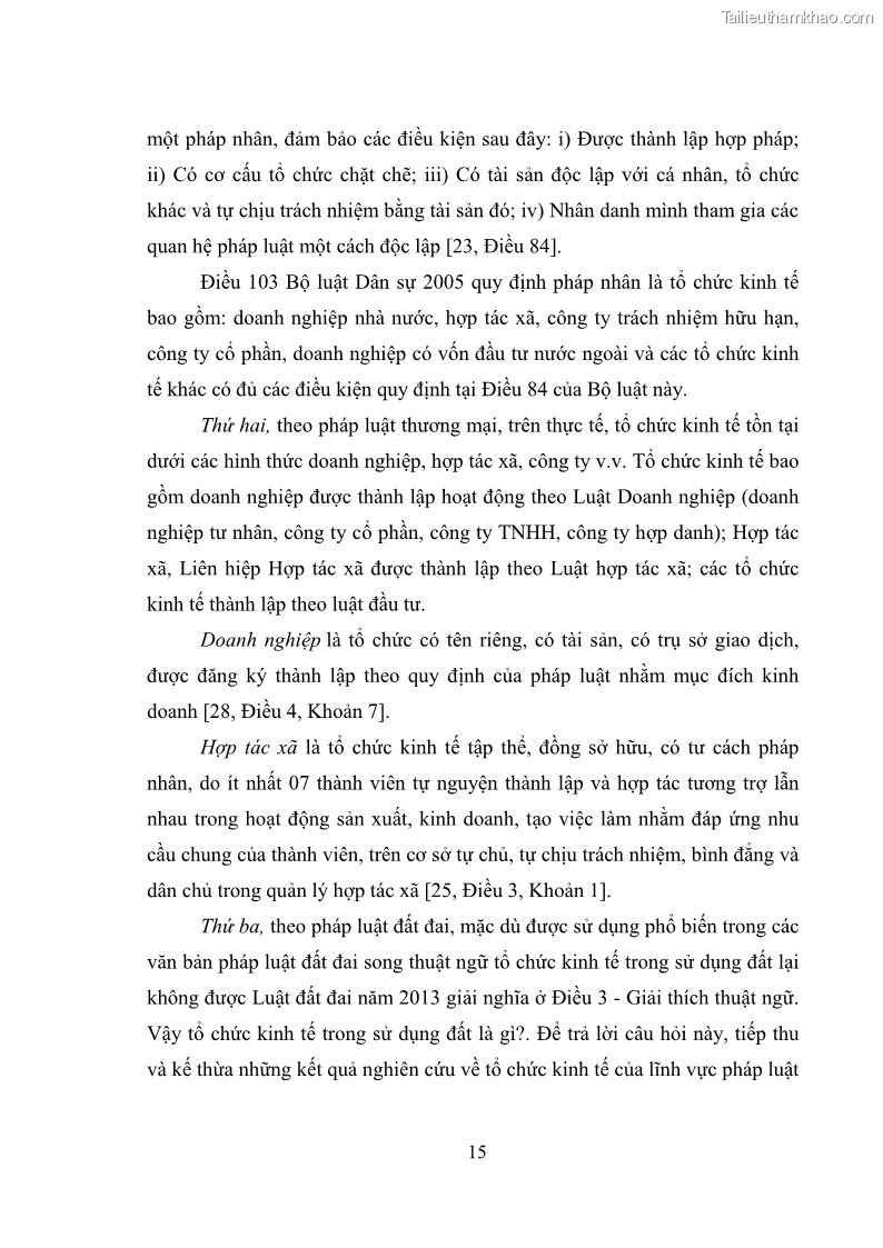 Luận văn thạc sĩ luật học Chuyển nhượng quyền sử dụng đất của tổ chức kinh tế theo quy định của Luật Đất đai 2013 - 2 Trang 23