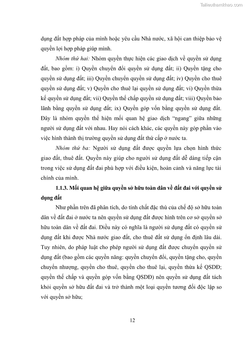 Luận văn thạc sĩ luật học Chuyển nhượng quyền sử dụng đất của tổ chức kinh tế theo quy định của Luật Đất đai 2013 - 2 Trang 20