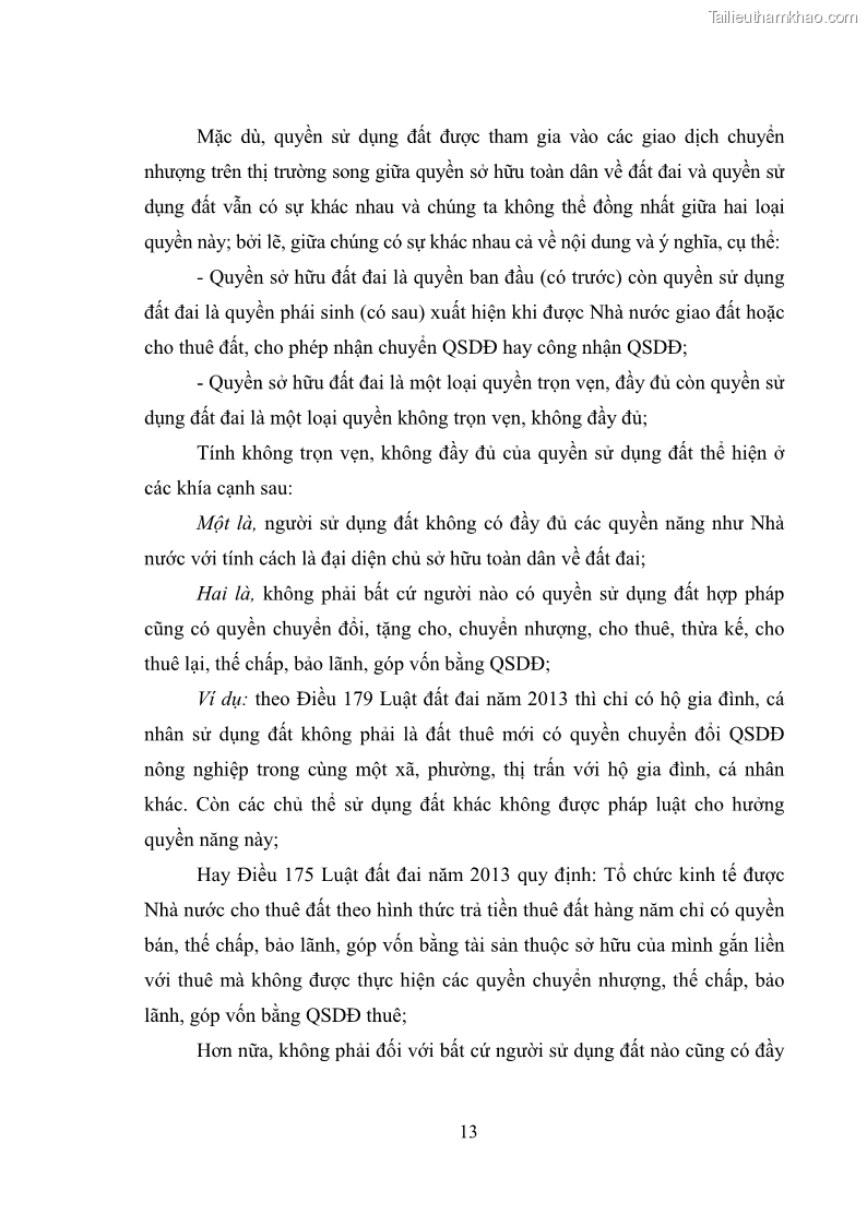Luận văn thạc sĩ luật học Chuyển nhượng quyền sử dụng đất của tổ chức kinh tế theo quy định của Luật Đất đai 2013 - 2 Trang 21