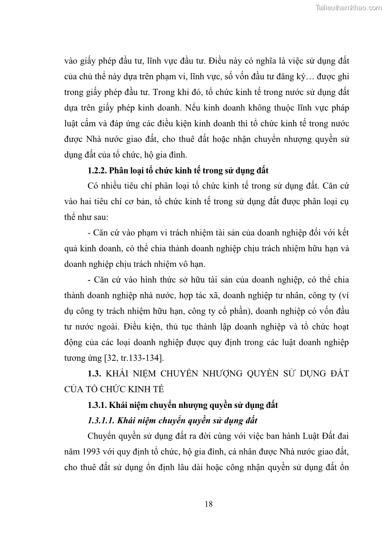 Luận văn thạc sĩ luật học Chuyển nhượng quyền sử dụng đất của tổ chức kinh tế theo quy định của Luật Đất đai 2013 - 3 Trang 26
