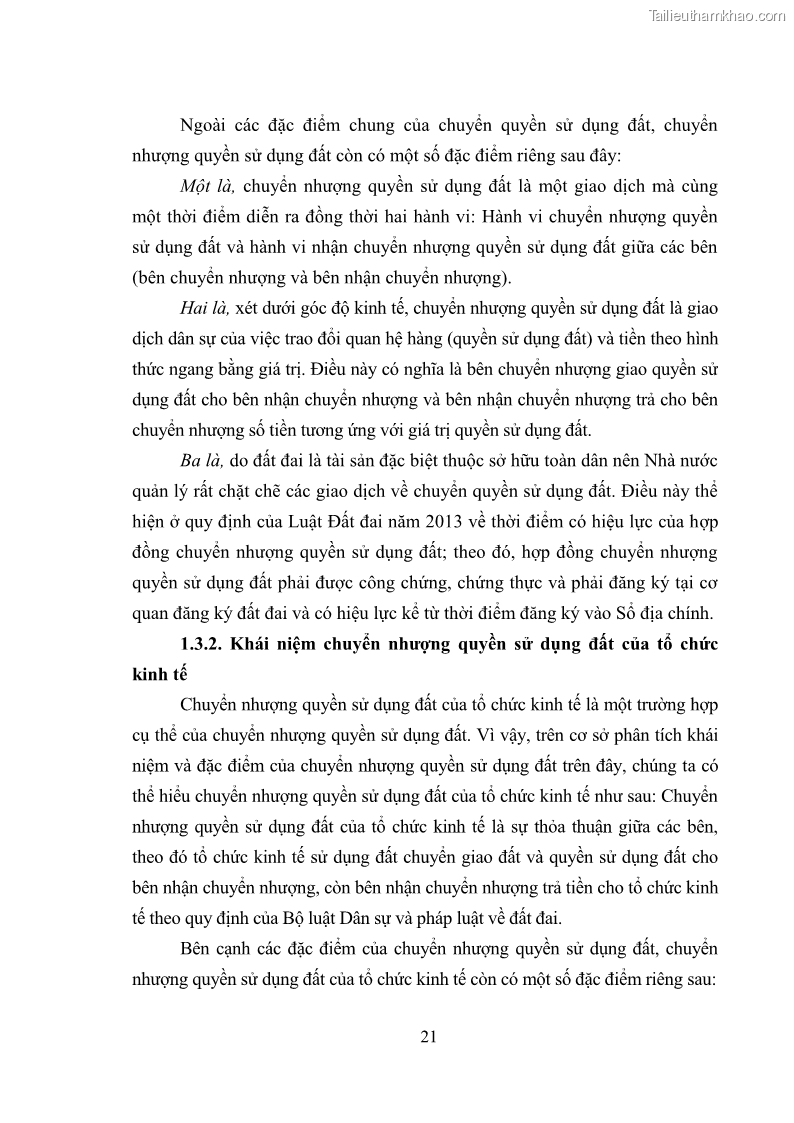 Luận văn thạc sĩ luật học Chuyển nhượng quyền sử dụng đất của tổ chức kinh tế theo quy định của Luật Đất đai 2013 - 3 Trang 29