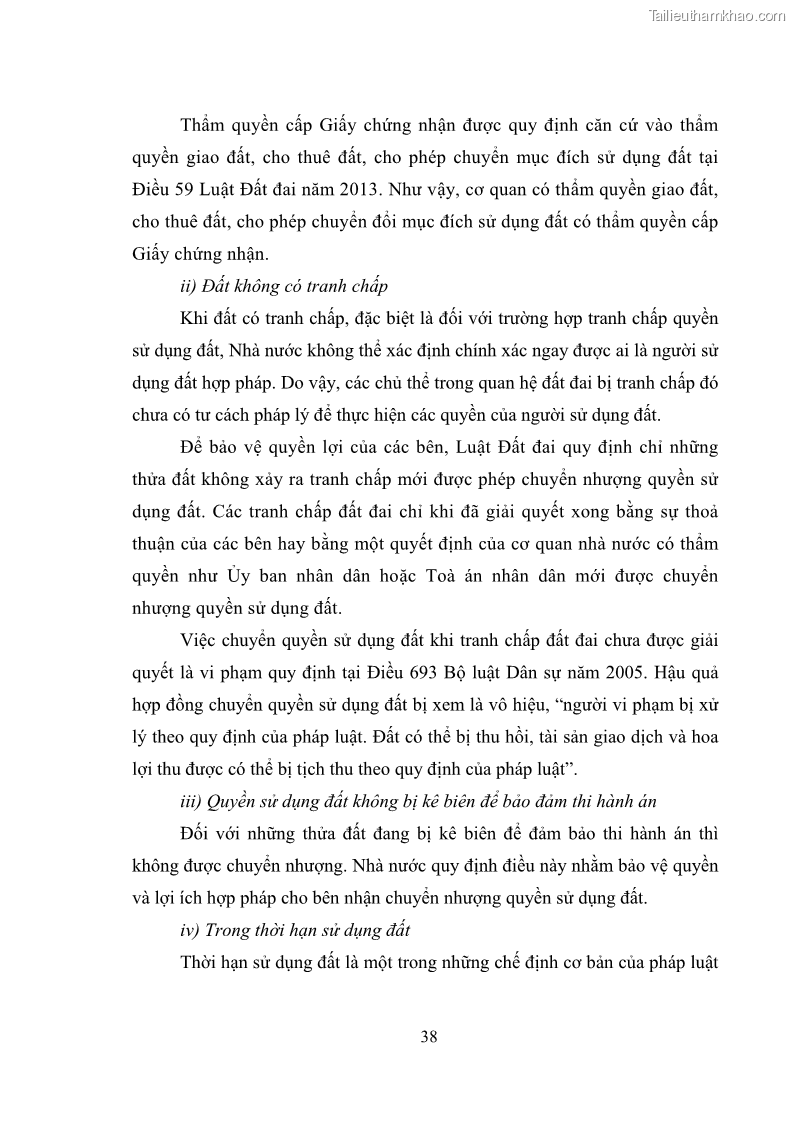 Luận văn thạc sĩ luật học Chuyển nhượng quyền sử dụng đất của tổ chức kinh tế theo quy định của Luật Đất đai 2013 - 4 Trang 46