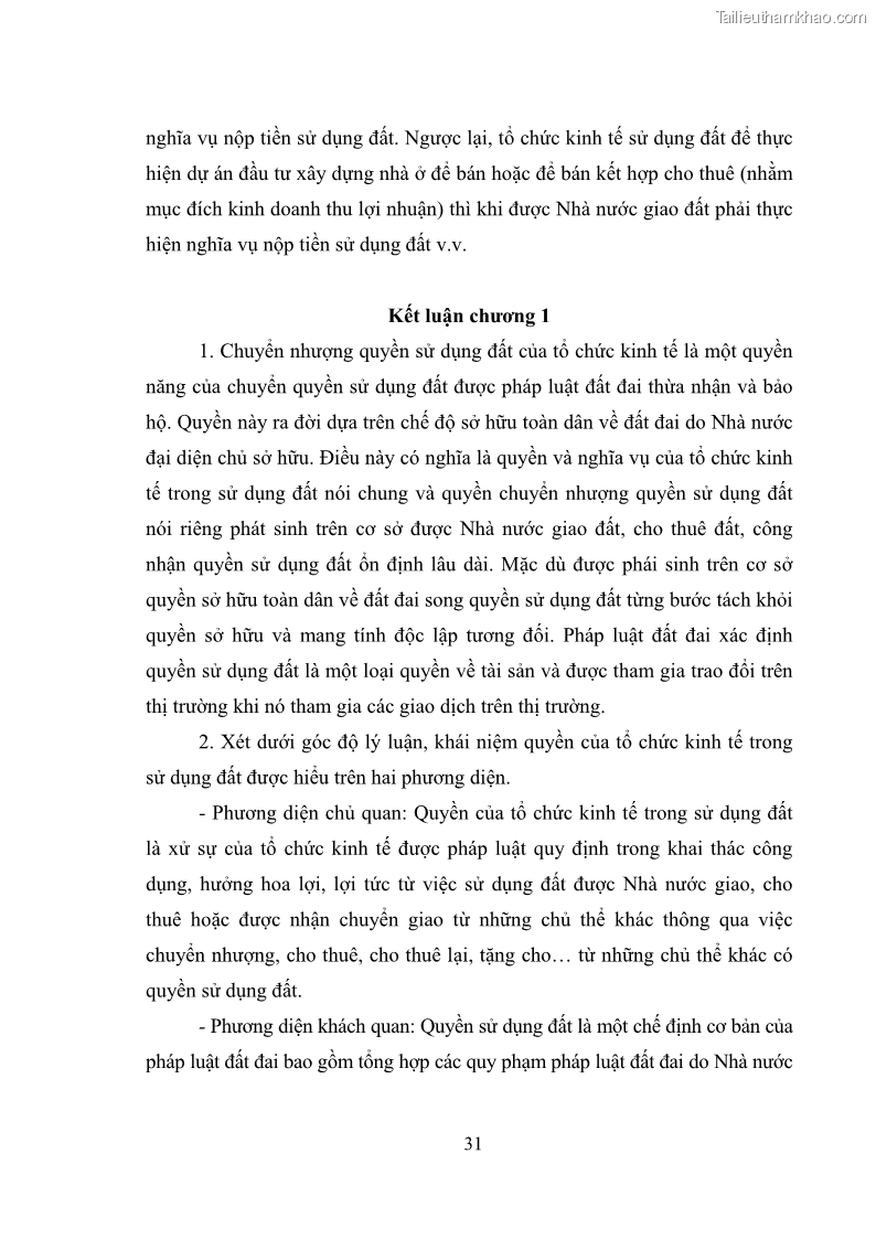 Luận văn thạc sĩ luật học Chuyển nhượng quyền sử dụng đất của tổ chức kinh tế theo quy định của Luật Đất đai 2013 - 4 Trang 39