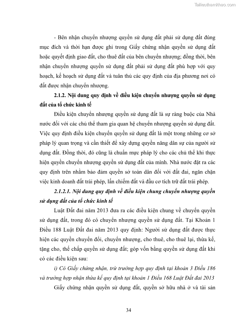 Luận văn thạc sĩ luật học Chuyển nhượng quyền sử dụng đất của tổ chức kinh tế theo quy định của Luật Đất đai 2013 - 4 Trang 42