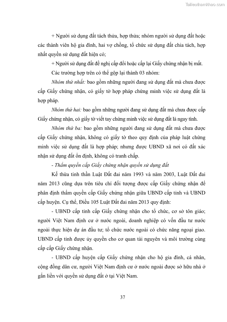 Luận văn thạc sĩ luật học Chuyển nhượng quyền sử dụng đất của tổ chức kinh tế theo quy định của Luật Đất đai 2013 - 4 Trang 45