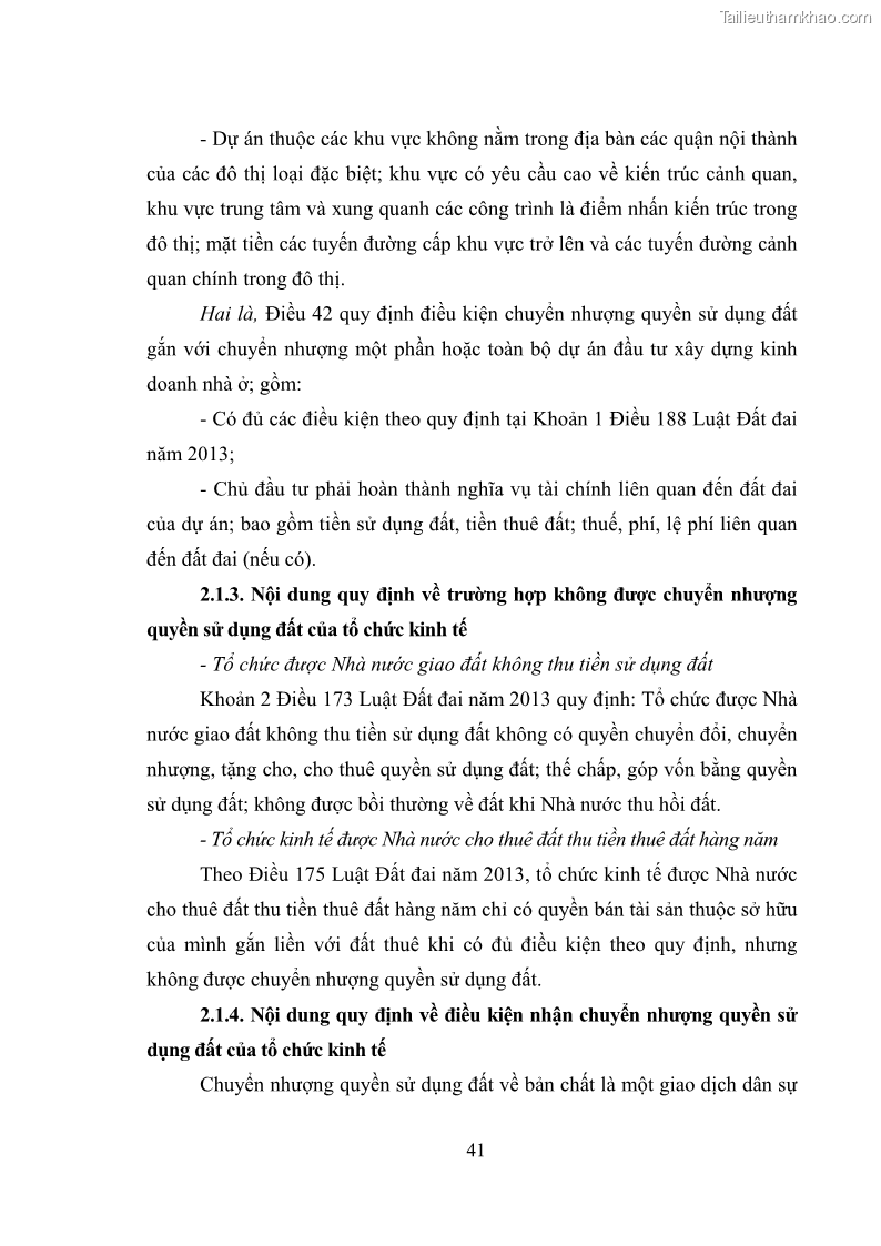 Luận văn thạc sĩ luật học Chuyển nhượng quyền sử dụng đất của tổ chức kinh tế theo quy định của Luật Đất đai 2013 - 5 Trang 49