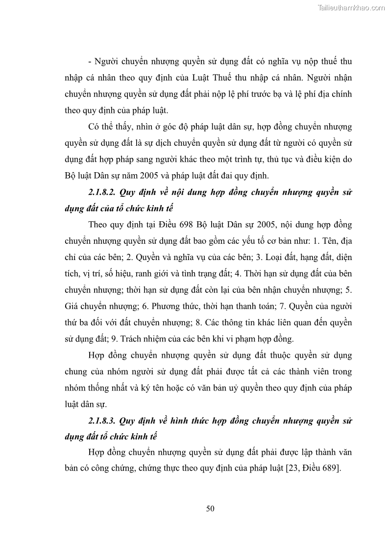 Luận văn thạc sĩ luật học Chuyển nhượng quyền sử dụng đất của tổ chức kinh tế theo quy định của Luật Đất đai 2013 - 5 Trang 58
