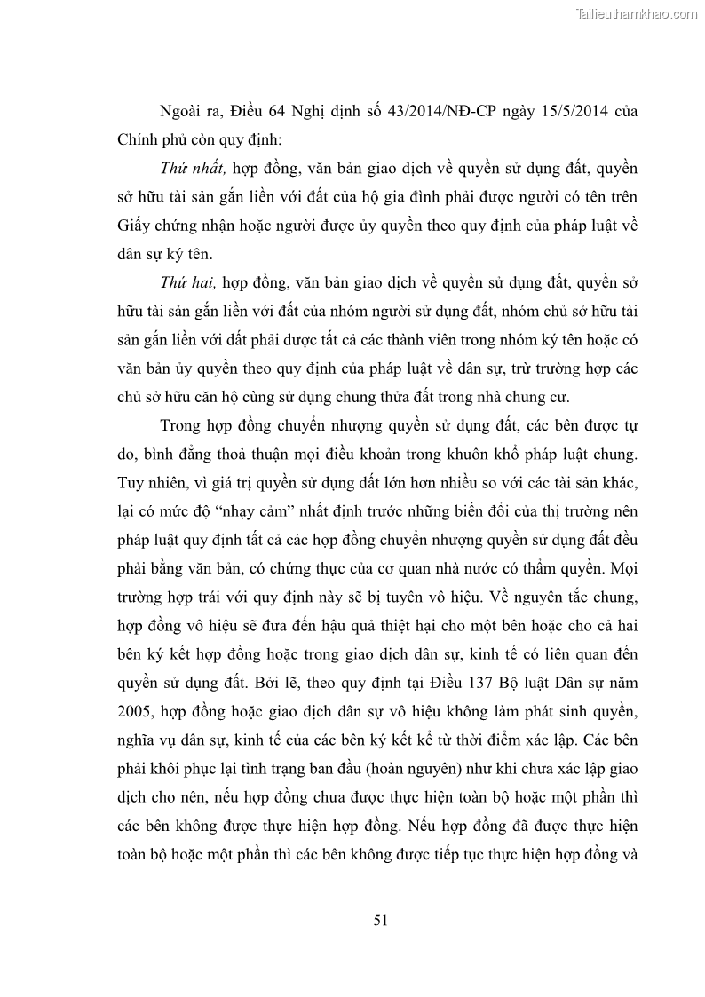 Luận văn thạc sĩ luật học Chuyển nhượng quyền sử dụng đất của tổ chức kinh tế theo quy định của Luật Đất đai 2013 - 5 Trang 59
