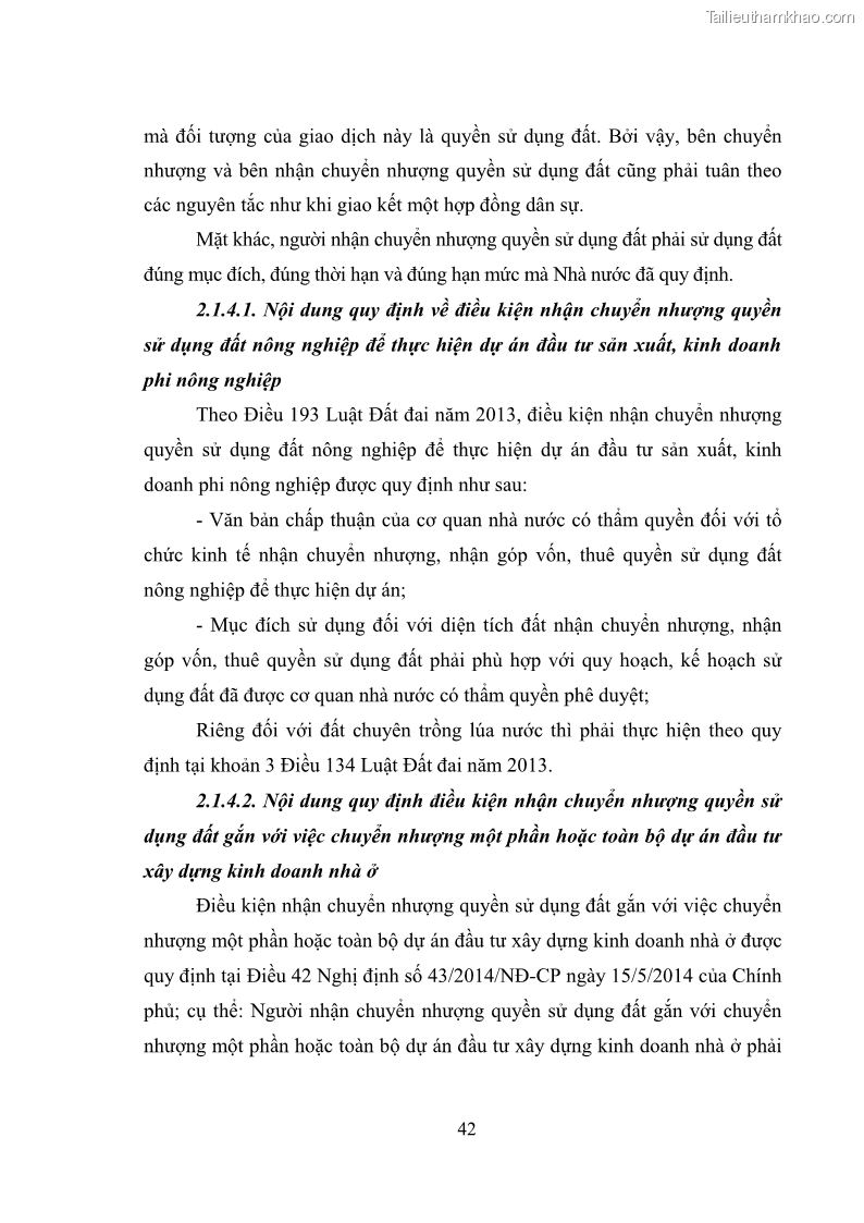 Luận văn thạc sĩ luật học Chuyển nhượng quyền sử dụng đất của tổ chức kinh tế theo quy định của Luật Đất đai 2013 - 5 Trang 50