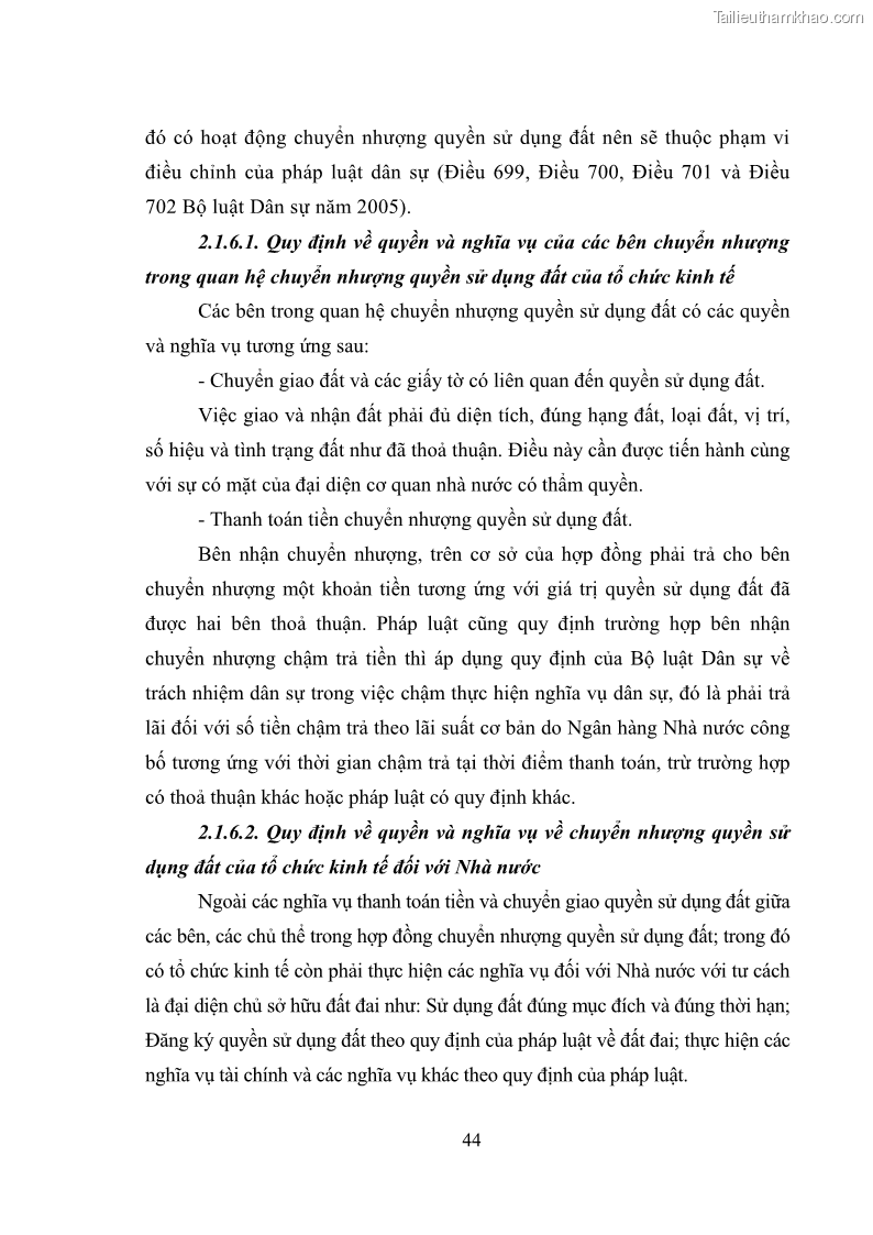 Luận văn thạc sĩ luật học Chuyển nhượng quyền sử dụng đất của tổ chức kinh tế theo quy định của Luật Đất đai 2013 - 5 Trang 52