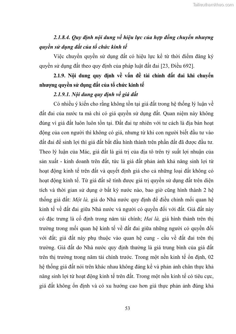 Luận văn thạc sĩ luật học Chuyển nhượng quyền sử dụng đất của tổ chức kinh tế theo quy định của Luật Đất đai 2013 - 6 Trang 61