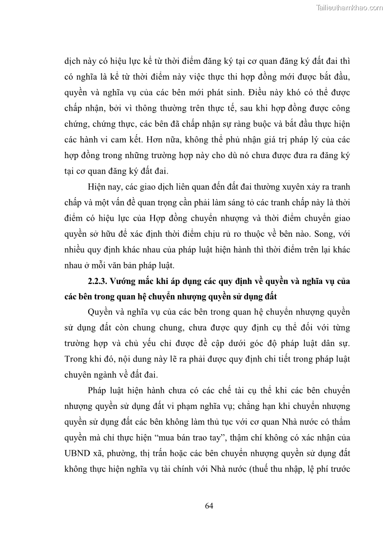 Luận văn thạc sĩ luật học Chuyển nhượng quyền sử dụng đất của tổ chức kinh tế theo quy định của Luật Đất đai 2013 - 6 Trang 72