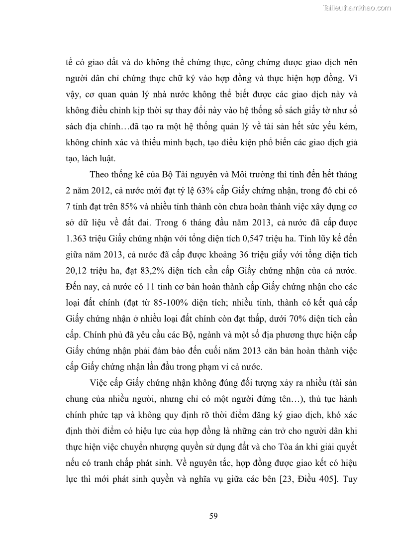 Luận văn thạc sĩ luật học Chuyển nhượng quyền sử dụng đất của tổ chức kinh tế theo quy định của Luật Đất đai 2013 - 6 Trang 67