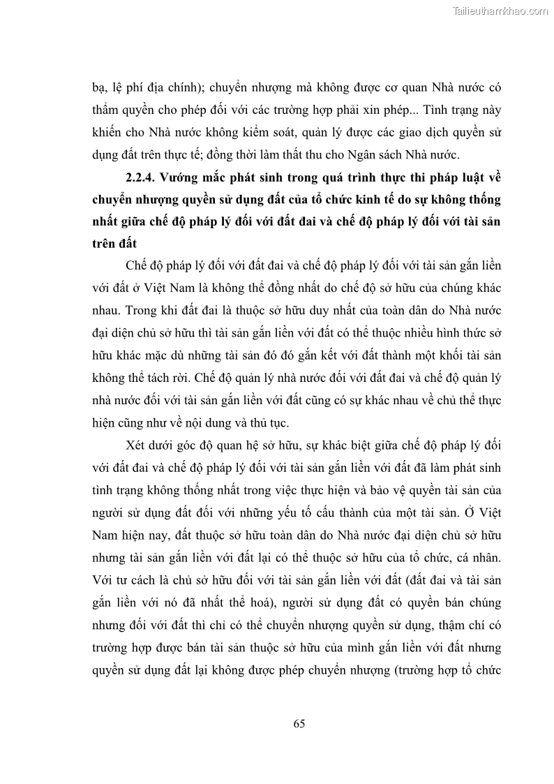 Luận văn thạc sĩ luật học Chuyển nhượng quyền sử dụng đất của tổ chức kinh tế theo quy định của Luật Đất đai 2013 - 7 Trang 73