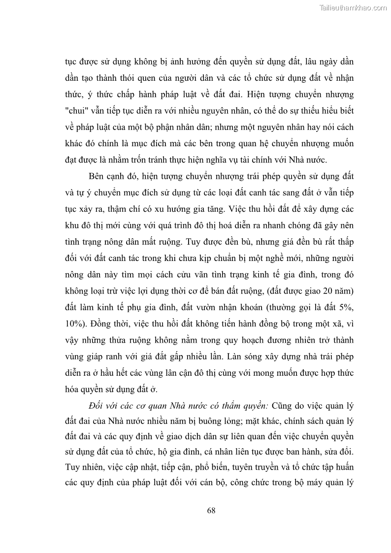 Luận văn thạc sĩ luật học Chuyển nhượng quyền sử dụng đất của tổ chức kinh tế theo quy định của Luật Đất đai 2013 - 7 Trang 76