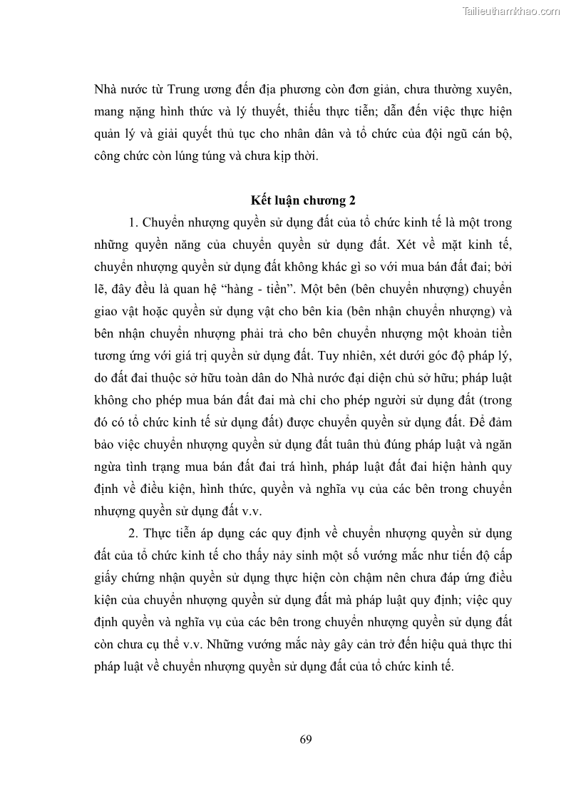 Luận văn thạc sĩ luật học Chuyển nhượng quyền sử dụng đất của tổ chức kinh tế theo quy định của Luật Đất đai 2013 - 7 Trang 77