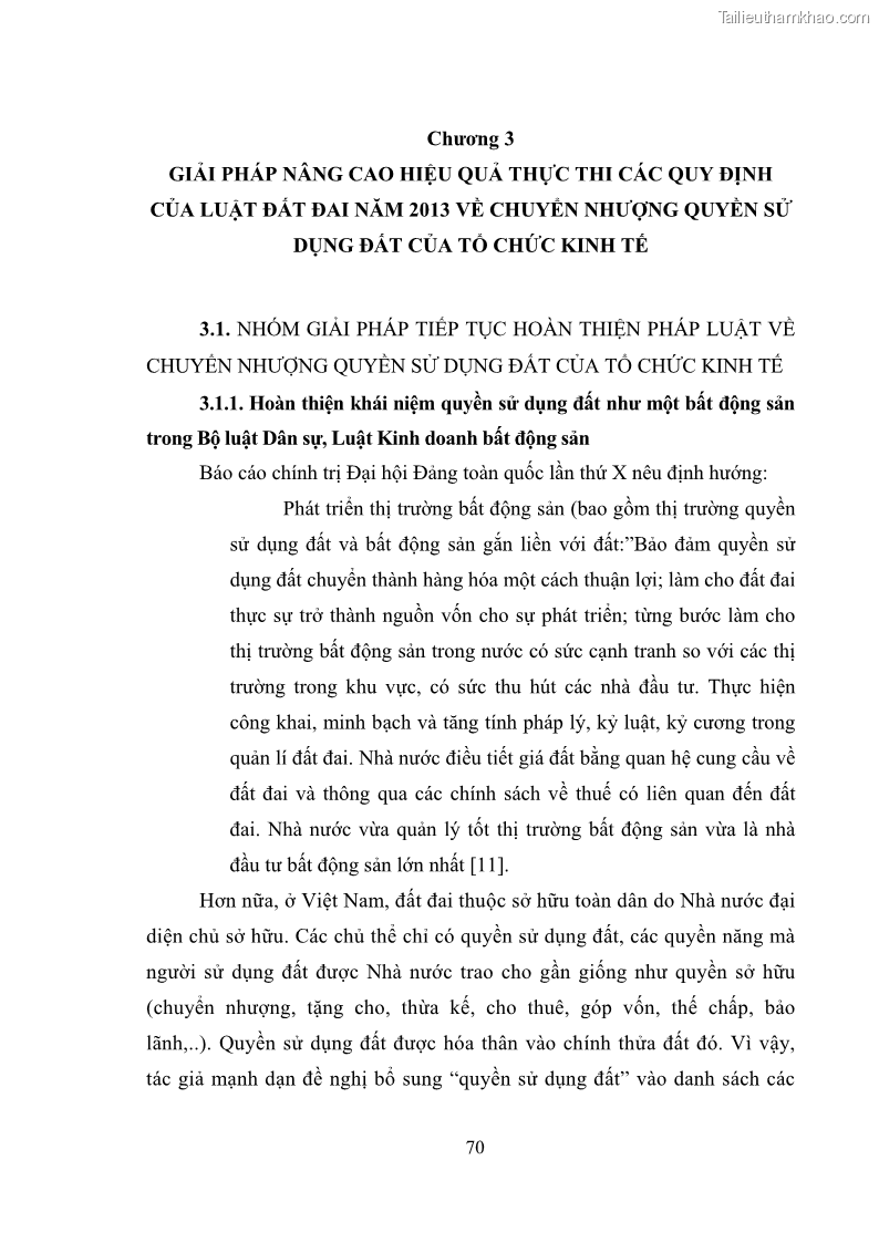 Luận văn thạc sĩ luật học Chuyển nhượng quyền sử dụng đất của tổ chức kinh tế theo quy định của Luật Đất đai 2013 - 7 Trang 78