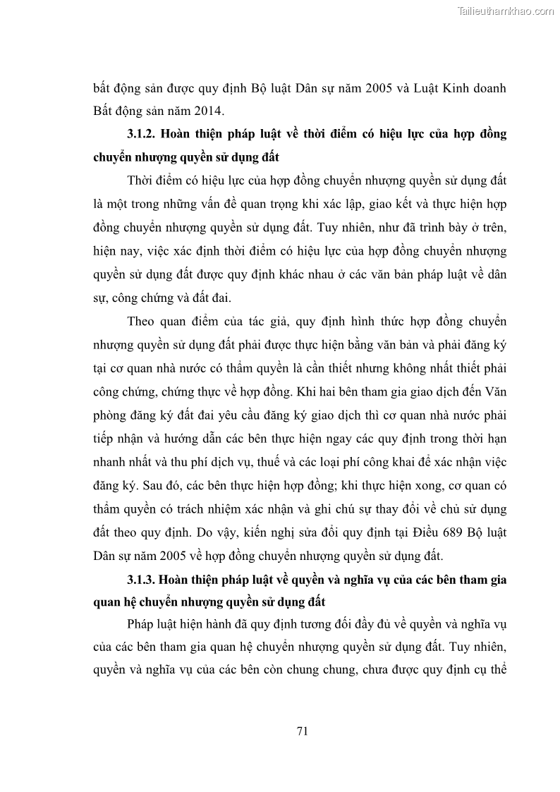 Luận văn thạc sĩ luật học Chuyển nhượng quyền sử dụng đất của tổ chức kinh tế theo quy định của Luật Đất đai 2013 - 7 Trang 79