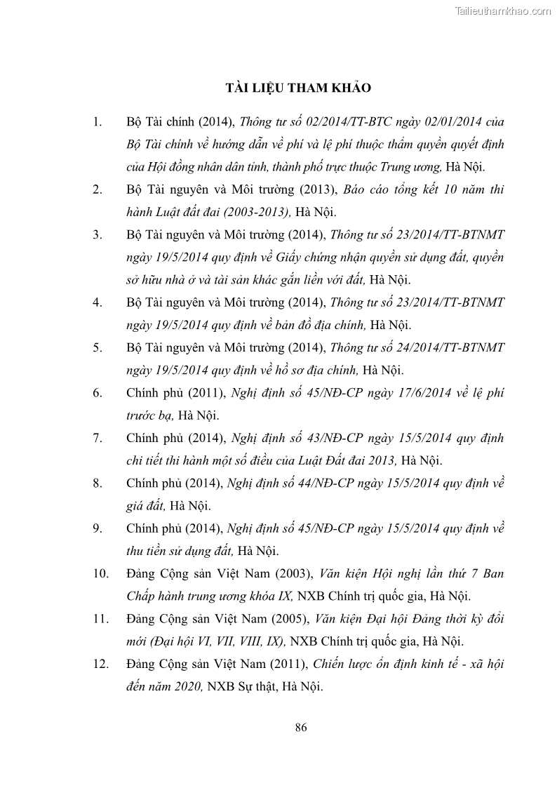 Luận văn thạc sĩ luật học Chuyển nhượng quyền sử dụng đất của tổ chức kinh tế theo quy định của Luật Đất đai 2013 - 8 Trang 94