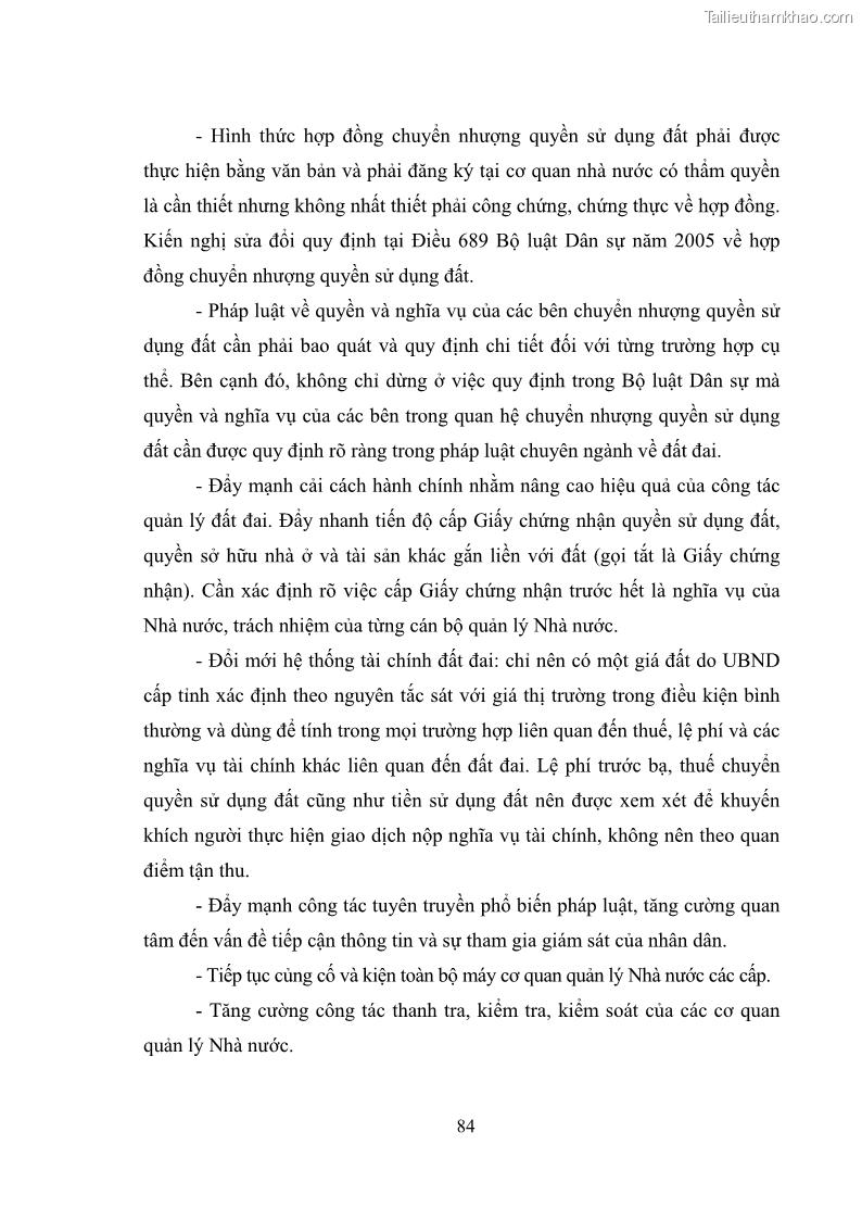 Luận văn thạc sĩ luật học Chuyển nhượng quyền sử dụng đất của tổ chức kinh tế theo quy định của Luật Đất đai 2013 - 8 Trang 92