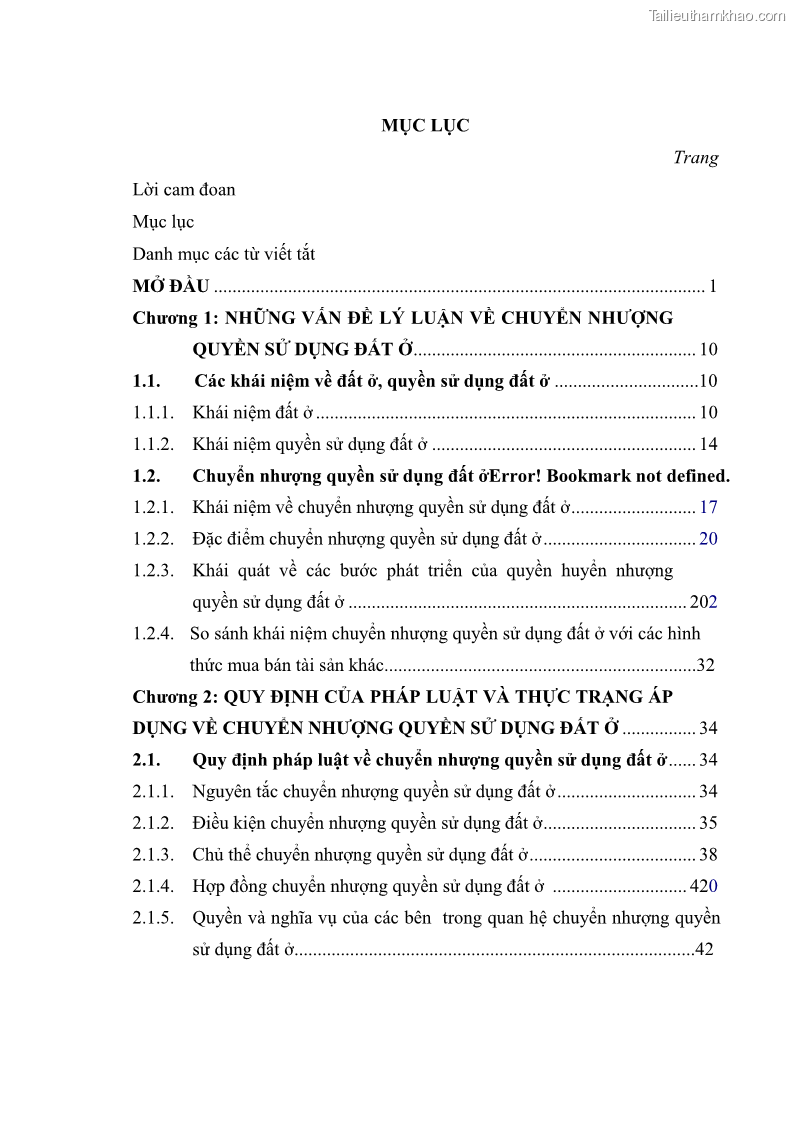 Luận văn thạc sĩ luật học Chuyển nhượng quyền sử dụng đất ở theo pháp luật Việt Nam - 1 Trang 3