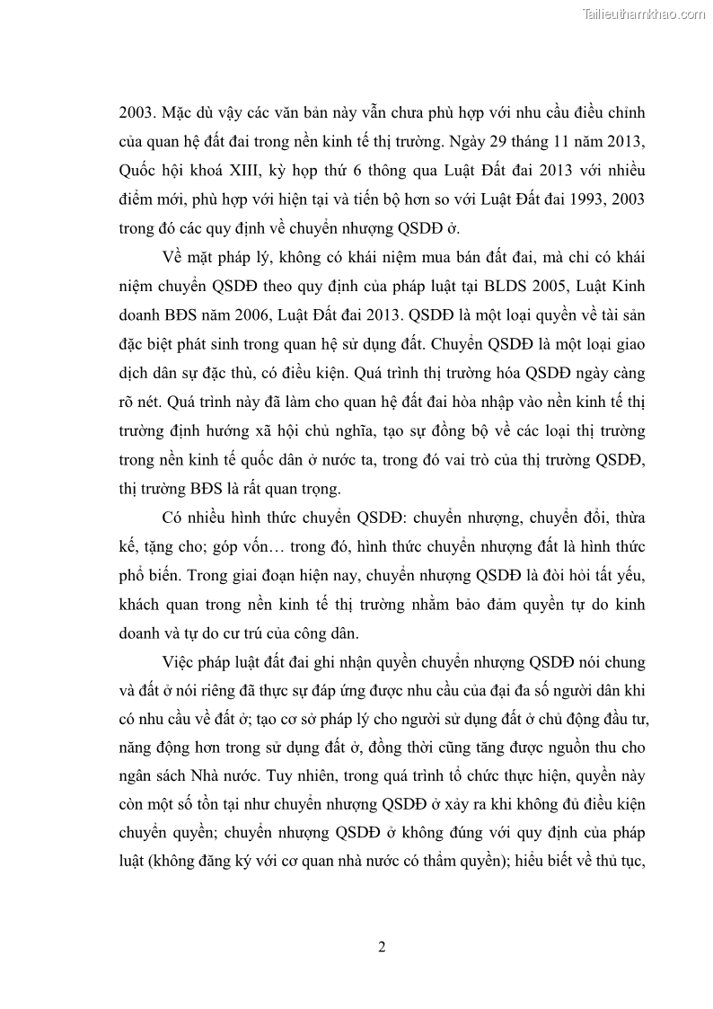 Luận văn thạc sĩ luật học Chuyển nhượng quyền sử dụng đất ở theo pháp luật Việt Nam - 1 Trang 8