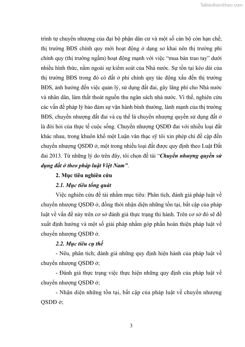 Luận văn thạc sĩ luật học Chuyển nhượng quyền sử dụng đất ở theo pháp luật Việt Nam - 1 Trang 9