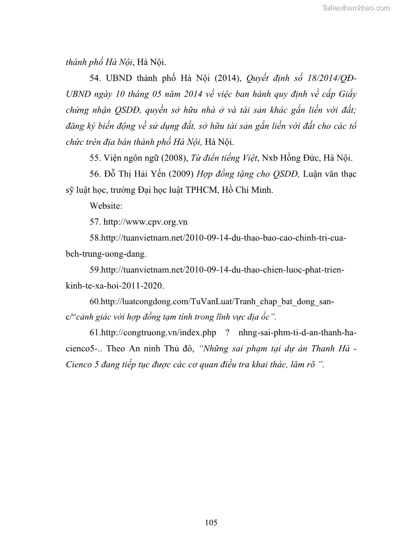 Luận văn thạc sĩ luật học Chuyển nhượng quyền sử dụng đất ở theo pháp luật Việt Nam - 10 Trang 111