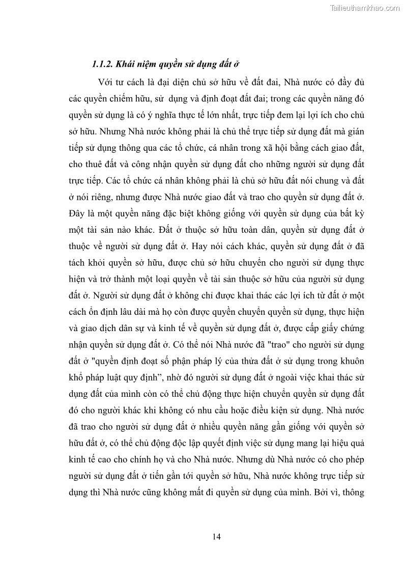 Luận văn thạc sĩ luật học Chuyển nhượng quyền sử dụng đất ở theo pháp luật Việt Nam - 2 Trang 20