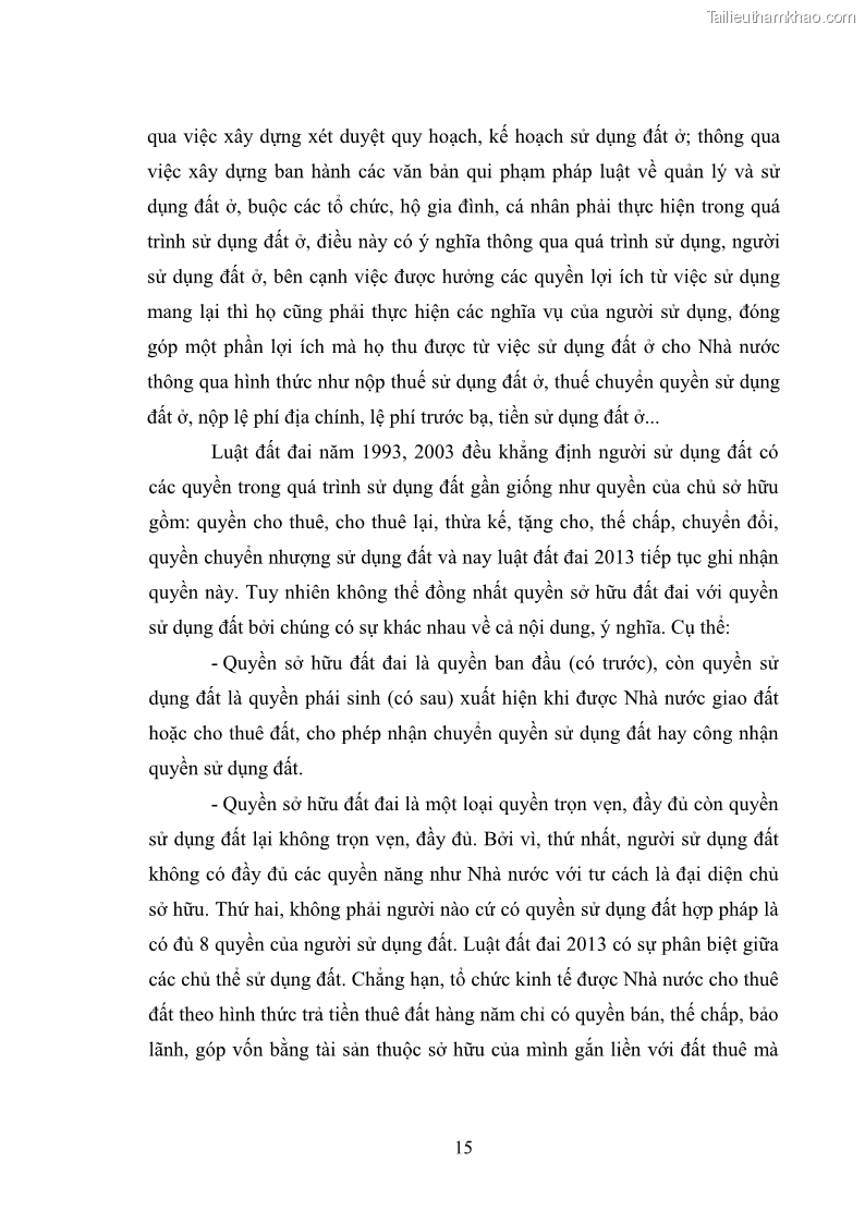 Luận văn thạc sĩ luật học Chuyển nhượng quyền sử dụng đất ở theo pháp luật Việt Nam - 2 Trang 21