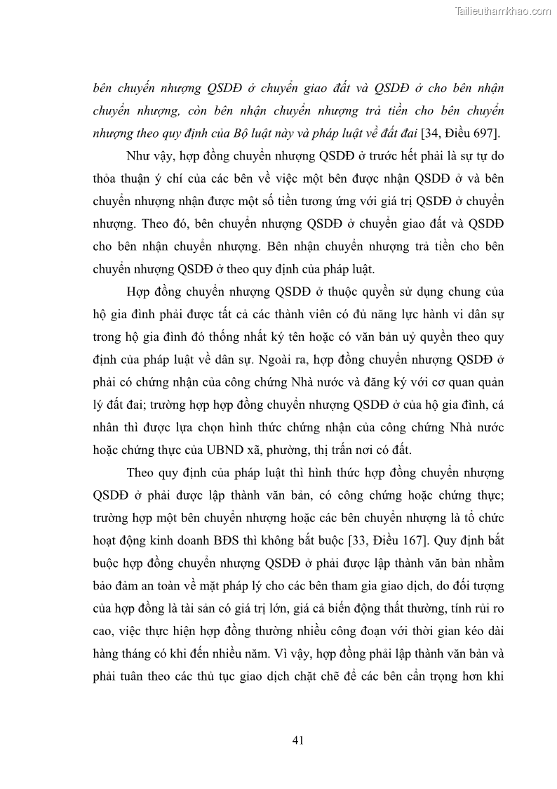 Luận văn thạc sĩ luật học Chuyển nhượng quyền sử dụng đất ở theo pháp luật Việt Nam - 4 Trang 47