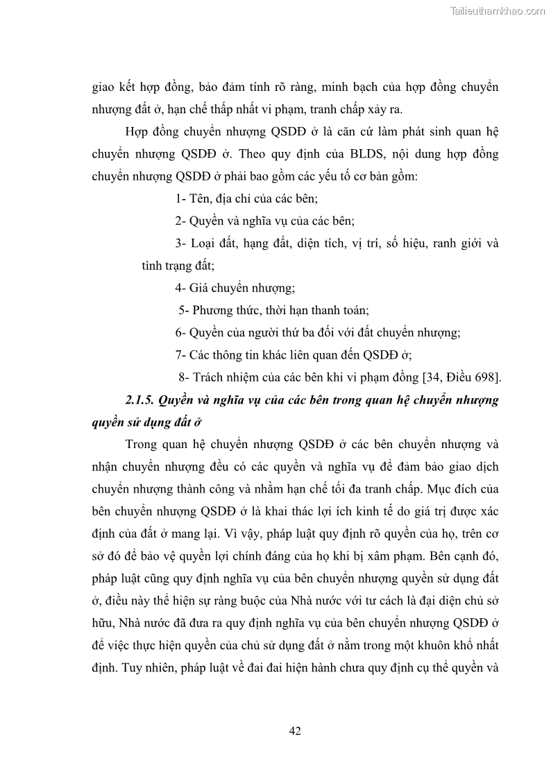 Luận văn thạc sĩ luật học Chuyển nhượng quyền sử dụng đất ở theo pháp luật Việt Nam - 4 Trang 48